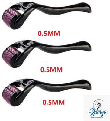 Ramya beauty care CLASS Derma Roller 0.5mm 540 Titanium Micro Needles for Hair&Beard Growth PACK-3(100 ml)