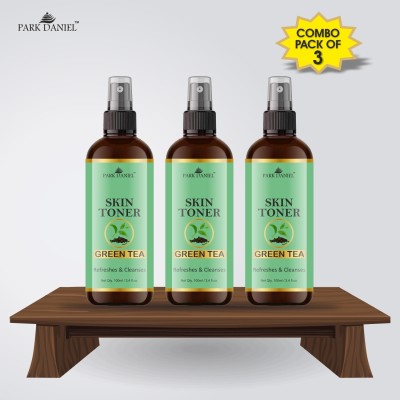 PARK DANIEL Pure and Natural Green Tea Skin Toner For Men & Women Combo Pack of 3 Bottles of 100 ml (300 ml )(300 ml)