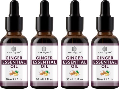 Pink Square Ginger Essential Oil for Skin to Naturally Burn Body Fat Pack of 4 of 30ML(120 ml)