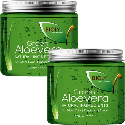 Bioly Green Aloe Vera Gel for Face, with Pure Aloe Vera & Vitamin E for Skin and Hair(400 g)