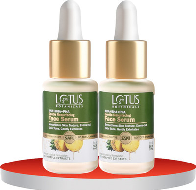 Lotus Botanicals AHA+BHA+PHA & Pineapple Gentle Resurfacing Face Serum_14ml ( Pack of 2 )(28 ml)