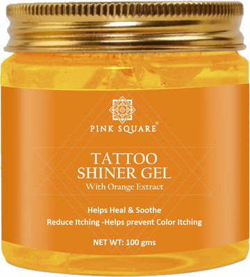 Pink Square Tattoo Shiner Gel With Orange Extract Reduce Itching Pack of 1 100 G(100 g)