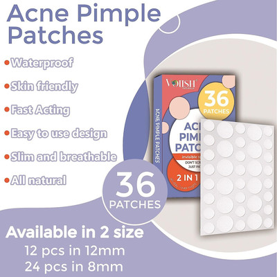 VOIISH Acne Pimple Patch [Hydrocolloid Waterproof Patches Absorbs Pimple Overnight(36 g)