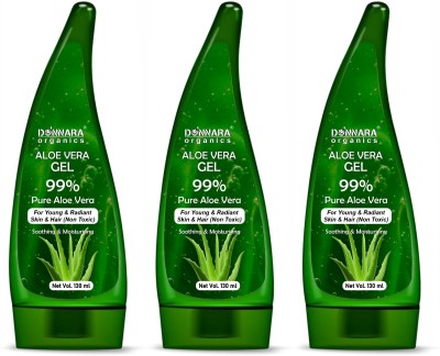 Donnara Organics Aloe Vera Multipurpose Beauty Gel for All Skin Type (130ml) Pack of 3(390 ml)