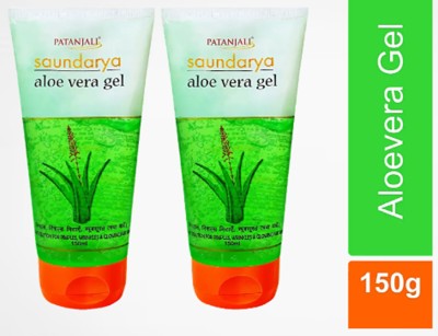 PATANJALI Saundarya Aloe Vera Gel for Face and hair, Moisturizing Skin 150GM 2PCS(300 g)