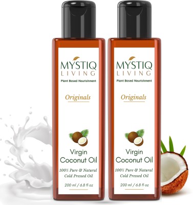 Mystiq Living Virgin Coconut Oil (Cold Pressed) - For Face, Hair, Skin and Body Massage(400 ml)