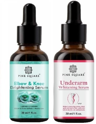 Pink Square Elbow and Knee & Underarm Whitening Serum (Each,30ml) Combo of 2(60 ml)