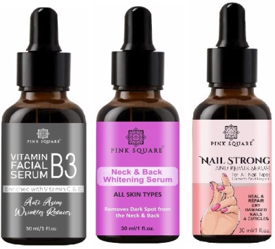 Pink Square Vitamin B3, Neck and Back & Nail Serum (3x30ml) Combo of 3(3 Items in the set)