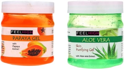 feelhigh Papaya Gel -500gm & aloevera Gel- 500gm-face & body gel- skin care products(500 g)