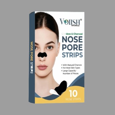 VOIISH Bamboo Charcoal Blackheads Remover Nose Strips Women & Men- Pack of 10(100 g)