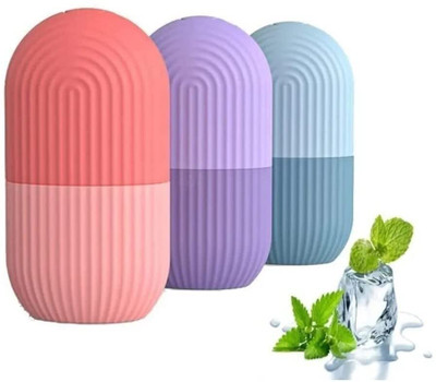 APAYA Ice Face Roller Silicone Facial Cube for Eyes Neck Massage Green, Blue, Yellow Silicone Ice Ball Tray(Pack of1)