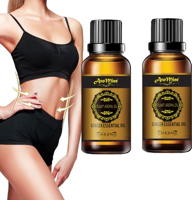 Vedlekha Tummy Ginger Massage Oil for a Belly Fat Drainage oil Reduce Fat-30ML-2-Bottle-(60 ml)