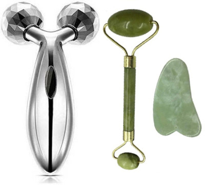 GAURINANDAN 3D Face Body Massager With Ice Roller And Jade Stone Roller With Gua Sha Tools.(100 g)