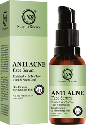 Nuerma Science Anti Acne Face Serum Enriched with Tea Tree Oil, Tulsi & Neem Extracts Primer  - 30 ml(Clear)