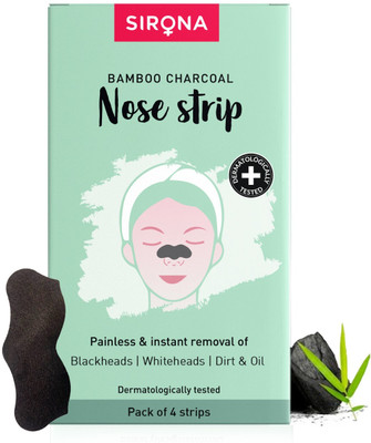 SIRONA Blackhead Remover Bamboo Charcoal Nose Strips for Women - Pack of 4(8 g)