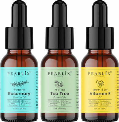 PEARLiX Rosemary, Tea Tree & Vitamin E Essential Oil Pack Of 3 For Shining Hair & Acne(30 ml)