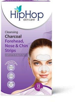 HipHopSkinCare Charcoal Forehead, Chin, Nose Strips - Blackhead Remover(12 g)