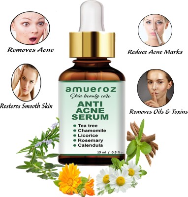 Amueroz Acne Serum, Pimple Removal Collagen Serum, Anti Blemish Face Serum, Soothes & Clears Acne & Dark Spots -Tea Tree(15 ml)