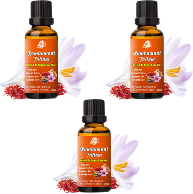 Ordershock Kumkumadi Glow Face Oil 90 ml For Glowing Skin Helps Reduce Dark Spots Pack of 3(90 ml)