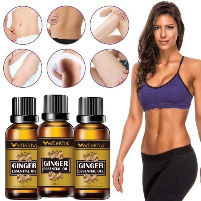 Vedlekha Tummy Ginger Essential Oil For Fat Burner, Anti Cellulite Oil -30ML-3-Bottle-(90 ml)