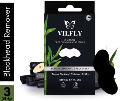 VILFLY Blackhead Remover Bamboo Charcoal Nose Strips for Women&Men Whitehead Removal(3 g)