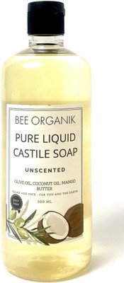 bee organik Pure Liquid Castile Soap Unscented |Natural Organic Safe For Body(500 ml)