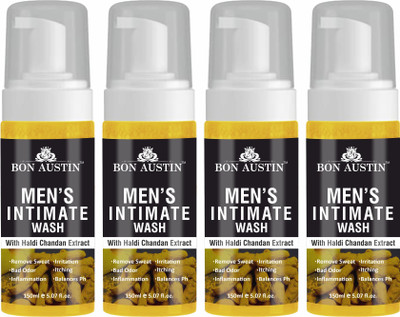 Bon Austin Men's Intimate Wash with HaldiChandan Keeps Intimate Area Clean Pack 4 of 150ML(4 x 150 ml)