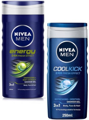 NIVEA Energy & Cool kick shower Gel 250ml Set of 2(2 x 250 ml)