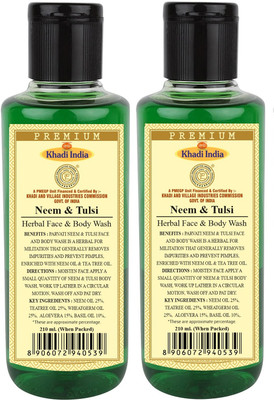 Premium Khadi Herbal Neem Tulsi Face & Body wash For Rejuvenating Effect Wash(2 x 210 ml)