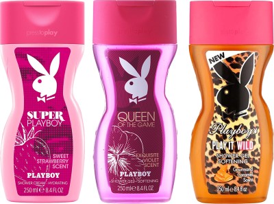 PLAYBOY Super + Queen Of The Game + Play It Wild Shower Gel Combo For Women (250ml each)(3 x 250 ml)