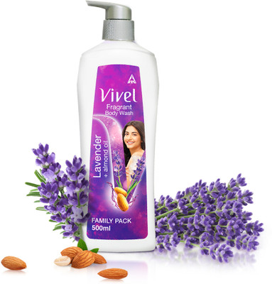 Vivel Fragrant Body Wash, Lavender & Almond Oil Shower Gel, Pump Bottle, Smooth Skin(500 ml)