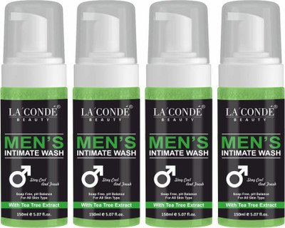 La'Conde Men's Intimate Care Wash with TeaTree Extract Anti-Bacterial Pack 4 of 150ML(4 x 150 ml)