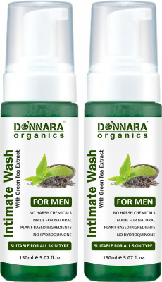 DONNARA organics Men's Intimate Wash with Green Tea Extract Hygiene Care Pack of 2 of 150ML(2 x 150 ml)