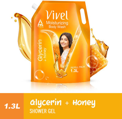 Vivel Glycerin & Honey Body Wash Shower Gel, for Soft, Glowing & Moisturized Skin(1.3 L)