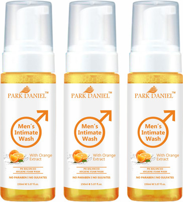 PARK DANIEL Men's Intimate Wash Maintain Ph Balance with Orange Extract Pack of 3 of 150ML(3 x 150 ml)