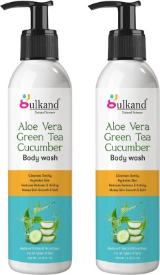 Gulkand Aloe-Vera Green Tea Cucumber Body Wash for Hydrating, & Soft Skin Pair 2x200ML(2 x 200 ml)