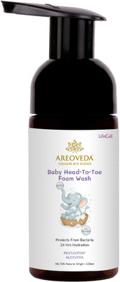 Areoveda Baby Head To Toe Foam Wash With PENTAVITIN, pH 5.5, 24 Hrs Hydration, Tear Free(100 ml)