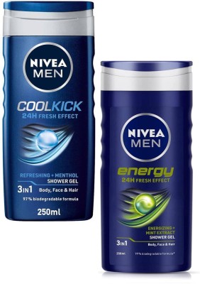 NIVEA Cool Kick & Energy shower Gel 250ml Set of 2(2 x 250 ml)