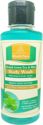 Khadi Pure Gramodyog Herbal Green Tea & Mint Body Wash Sls (Pack Of 1) (210Ml)(210 ml)