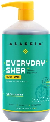 Alaffia EveryDay Shea Body Wash, Fair Trade Vanilla Mint, 32 Fl Oz(950 ml)