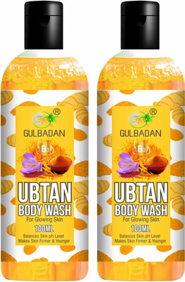 GULBADAN Ubtan Body Wash with Turmeric & Saffron for Glowing Skin - Pack of 2(2 x 100 ml)