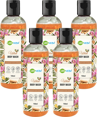 CareVeda Ubtan Body Wash Enriched with Turmeric and Almond, Set of 5(5 x 100 ml)