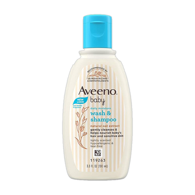 Aveeno Baby Daily Moisture Wash & Shampoo| Natural Oats Extract for delicate Skin(100 ml)