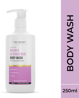 Dr. Sheth's Gulab & Glycolic Acid Exfoliating Body Wash For Smoother Even Toned Skin(250 ml)