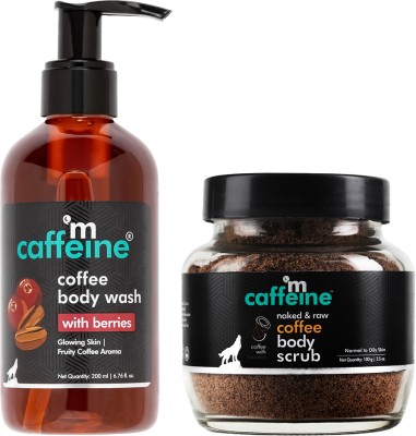 mCaffeine De-Tan & Cleanse Coffee-Berry Duo (Body Wash & Body Scrub)(300 ml)