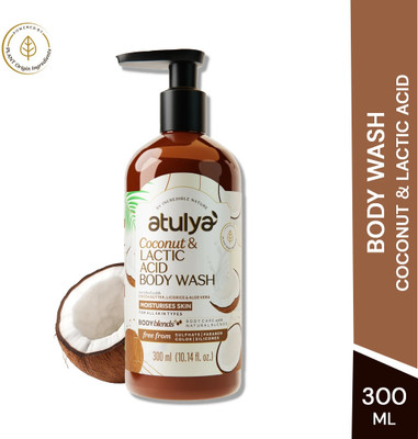 Atulya Coconut & Lactic Acid Body Wash, Paraben & SLS Free | Prevents Dryness -(300 ml)