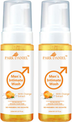PARK DANIEL Men's Intimate Wash Maintain Ph Balance with Orange Extract Pack of 2 of 150ML(2 x 150 ml)