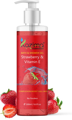 Kazima Strawberry & Vitamin E Luxury Body Wash & Bath Shower Gel For Skin Renewal, Nourishing, Refreshing(200 ml)