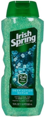 Irish Spring DEEP ACTION SCRUB BODY WASH (18OZ) SHOWER GEL(532 ml)