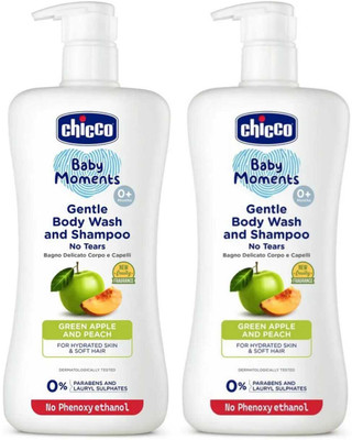 Chicco Gentle Bodywash & Shampoo with Green Apple & Peach / Dermatologically Tested(1000 ml)